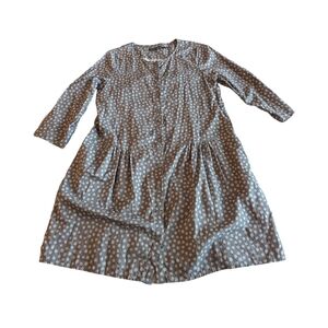 Boho Lagenlook 100% Organic Cotton Button Front Smock Dress